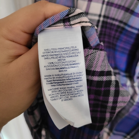 Chaps Creek Lane Checkered Flannel Print Button Down Shirt Size Medium NWT - Picture 7 of 9